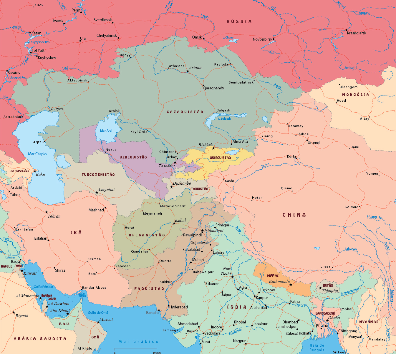 Средняя высота азии. Средняя Азия карта средней Азии. Политическая карта средней Азии. Политическая карта центральной Азии. Центральная и средняя Азия на карте.